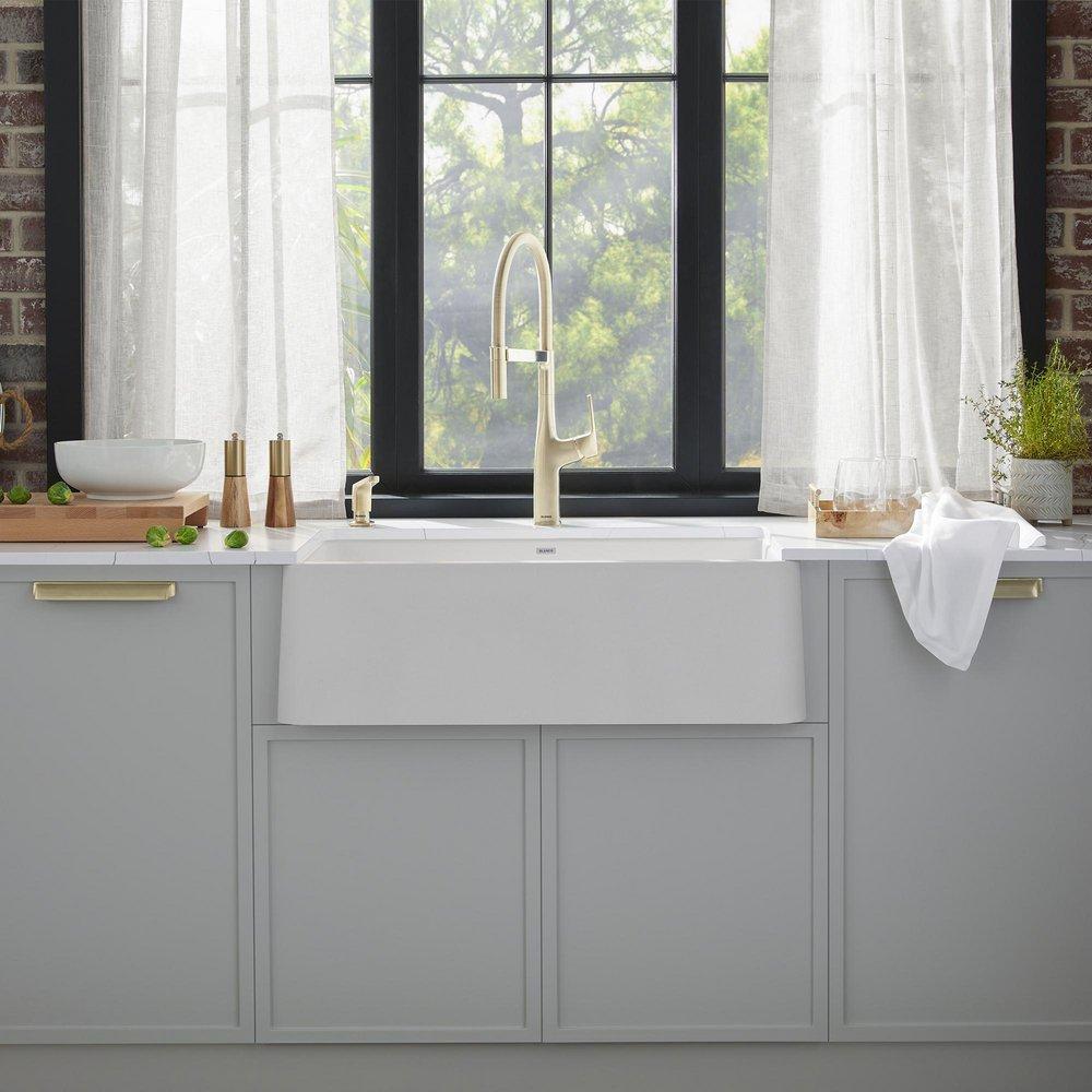 BLANCO White 30 x 19 in. No Hole Composite Single Bowl Undermount Kitchen Sink 