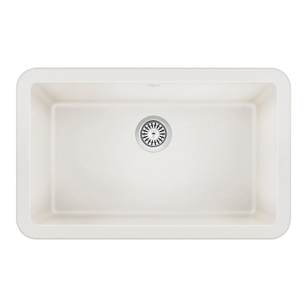 BLANCO White 30 x 19 in. No Hole Composite Single Bowl Undermount Kitchen Sink 