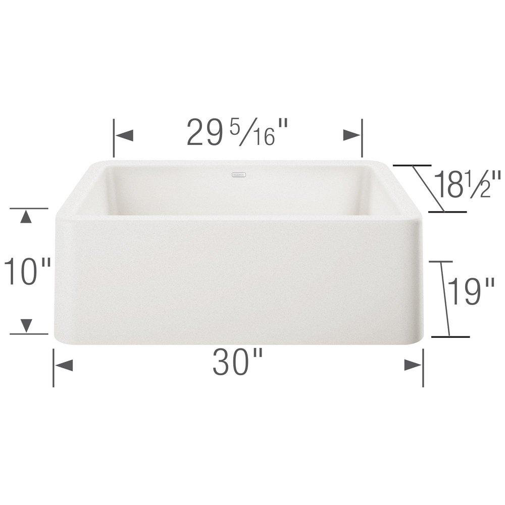 BLANCO White 30 x 19 in. No Hole Composite Single Bowl Undermount Kitchen Sink 
