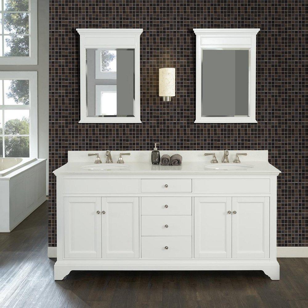 Fairmont Designs Polar White Double Bowl Vanity with 4-Door and 4-Drawer 