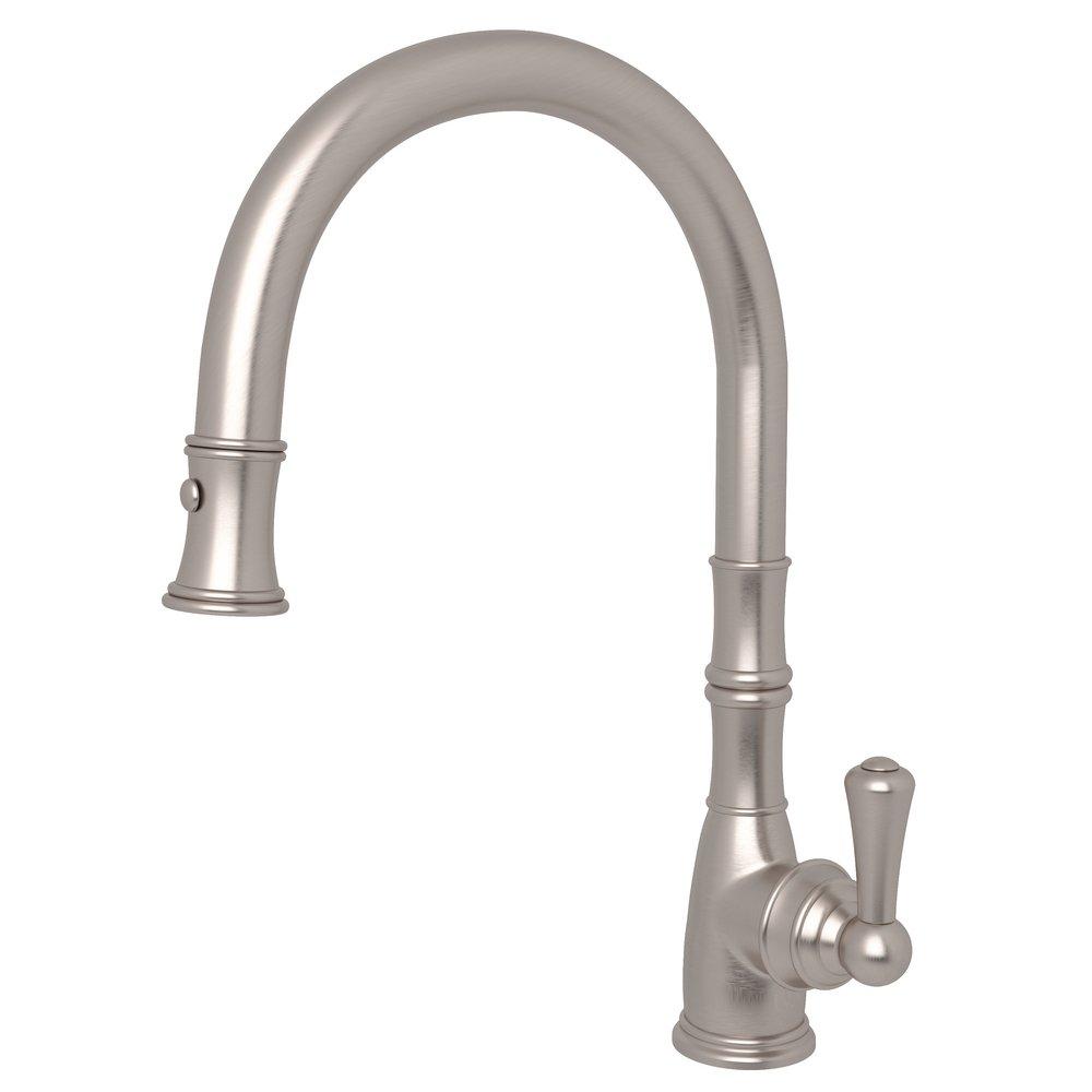 Perrin & Rowe Satin Nickel Single Handle Pull Down Kitchen Faucet 