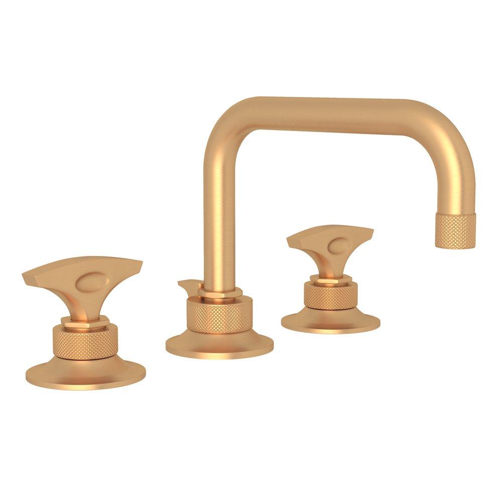 ROHL&reg; Satin Gold Two Handle Widespread Bathroom Sink Faucet 