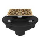 2 in. Cast Iron No-Hub Shower Drain with Decorative Cover in Inca Brass