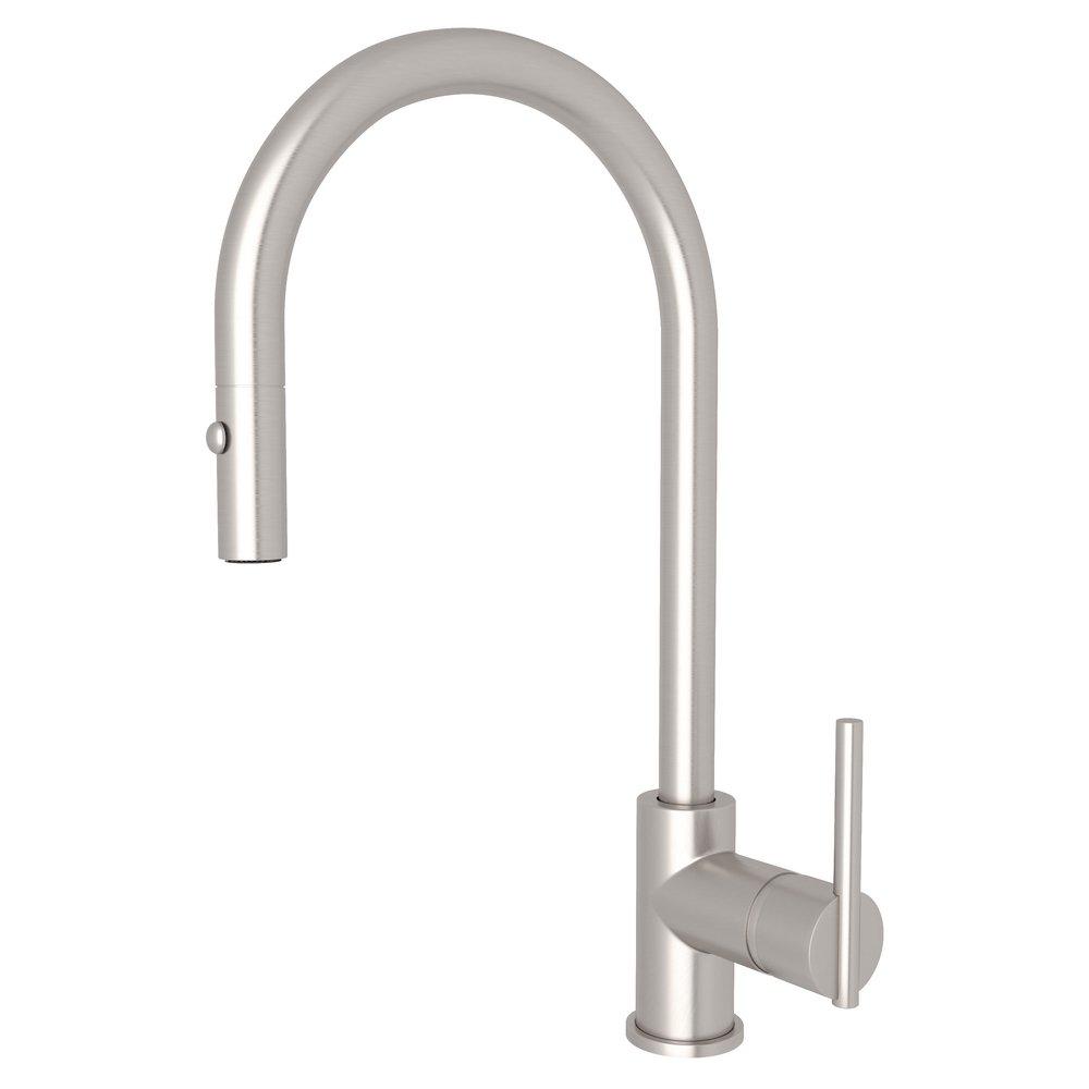ROHL® Satin Nickel Single Handle Pull Down Kitchen Faucet 