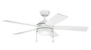 Kichler Lighting Matte White 53W 5-Blade Ceiling Fan with 52 in. Blade Span and 1-Light 