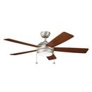 Kichler Lighting Brushed Nickel 53W 5-Blade Ceiling Fan with 52 in. Blade Span and 1-Light 
