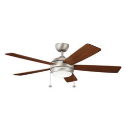53W 5-Blade Ceiling Fan with 52 in. Blade Span and 1-Light in Brushed Nickel