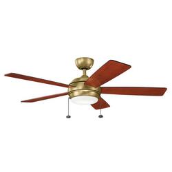 52 in. 5 Blade Indoor Ceiling Fan in Natural Brass