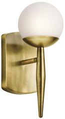 50W 1-Light Halogen Wall Sconce in Natural Brass