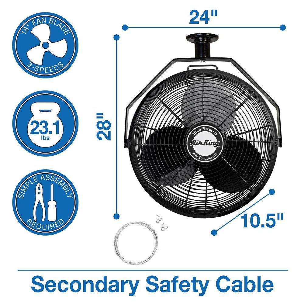 Air King America Inc 3-Blade Ceiling Mount Portable Fan 