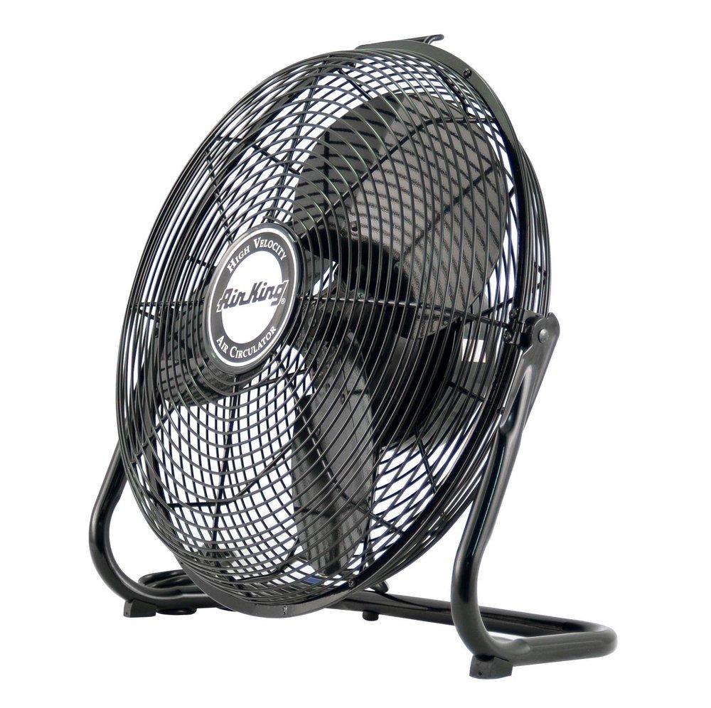 Air King America Inc Black 14 in. 3-Blade Floor Mount Pivoting Fan 