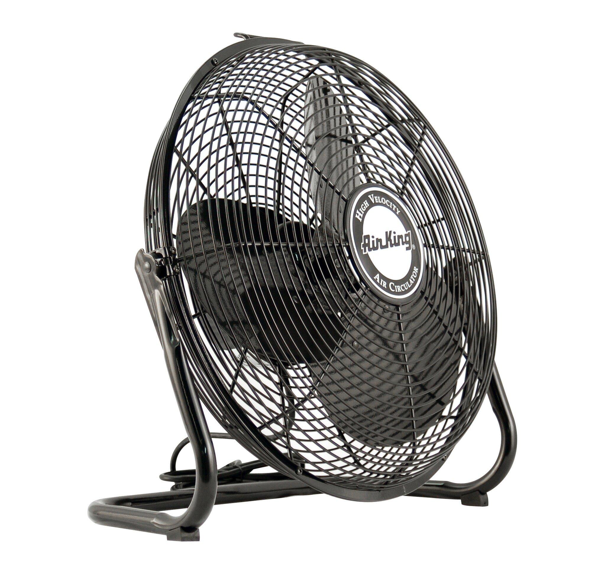 Air King America Inc Black 14 in. 3-Blade Floor Mount Pivoting Fan 