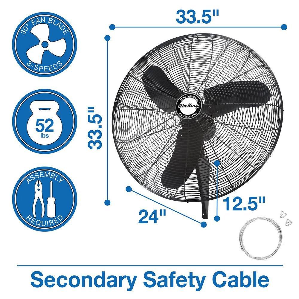 Air King America Inc 3-Blade Oscillating Wall Mount Portable Fan 