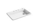 33 x 22 in. 4 Hole Cast Iron Single Bowl Drop-in Kitchen Sink in White