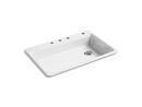 KOHLER White 33 x 22 in. 4 Hole Cast Iron Single Bowl Drop-in Kitchen Sink 