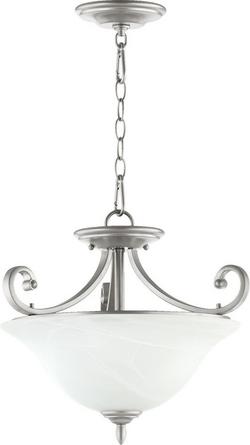 75W 3-Light Semi-Flushmount Ceiling Fixture in Classic Nickel