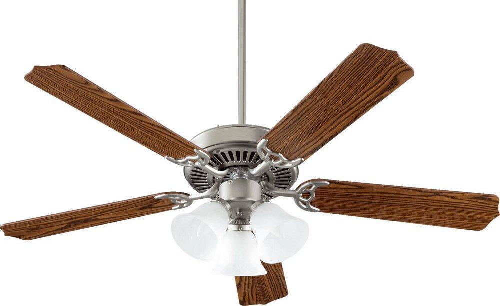 Quorum International Satin Nickel 60W 5-Blade Ceiling Fan with 52 in. Blade Span and 3-Light 