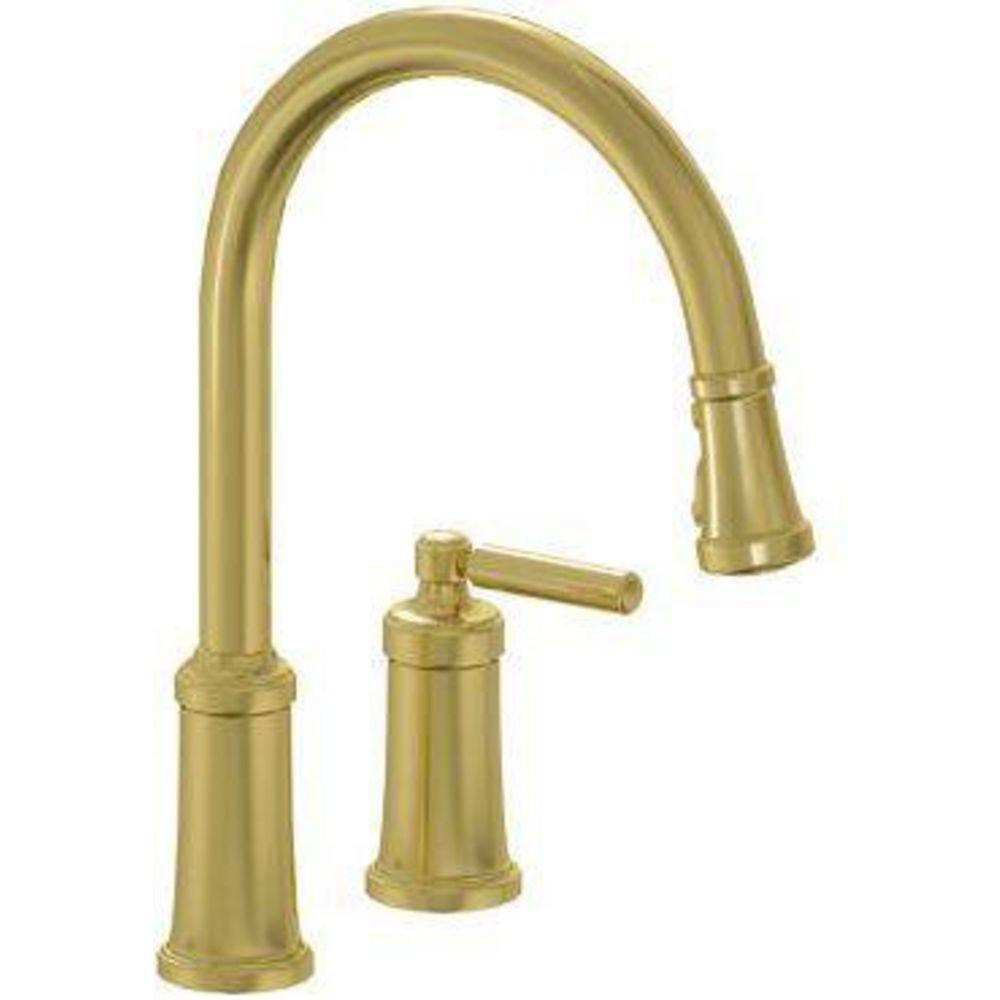 Kallista Unlacquered Brass Single Handle Pull Down Kitchen Faucet 