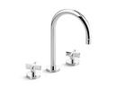 1.2 gpm 3 Hole Deck Mount Bathroom Sink Faucet with Double Lever Handle Widespread Spout in Polished Chrome