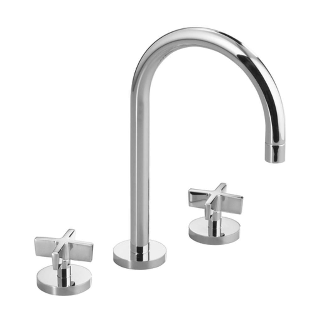 Kallista Polished Chrome Deckmount Sink Bathroom Sink Faucet with Double Cross Handle 