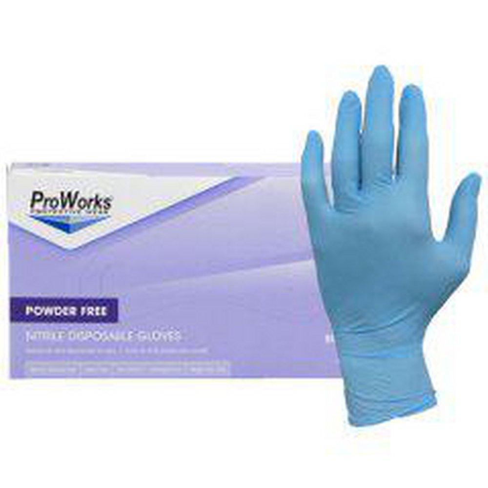 HOSPECO Blue 3 mil Rubber Chemical Resistant and Industrial Disposable Gloves in Blue (Box of 100) 