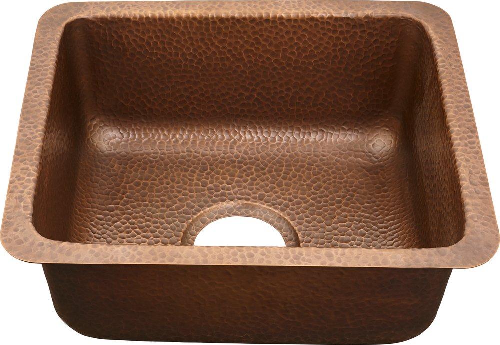Thompson Antique Copper 17 x 15 in. Drop-in and Undermount Copper Bar Sink 