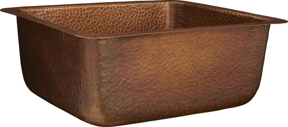 Thompson Antique Copper 17 x 15 in. Drop-in and Undermount Copper Bar Sink 