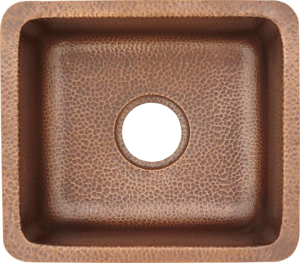 Thompson Antique Copper 17 x 15 in. Drop-in and Undermount Copper Bar Sink 