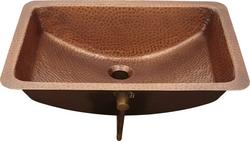 21 in. Undermount Rectangular Copper Bathroom Sink in Medium Antique