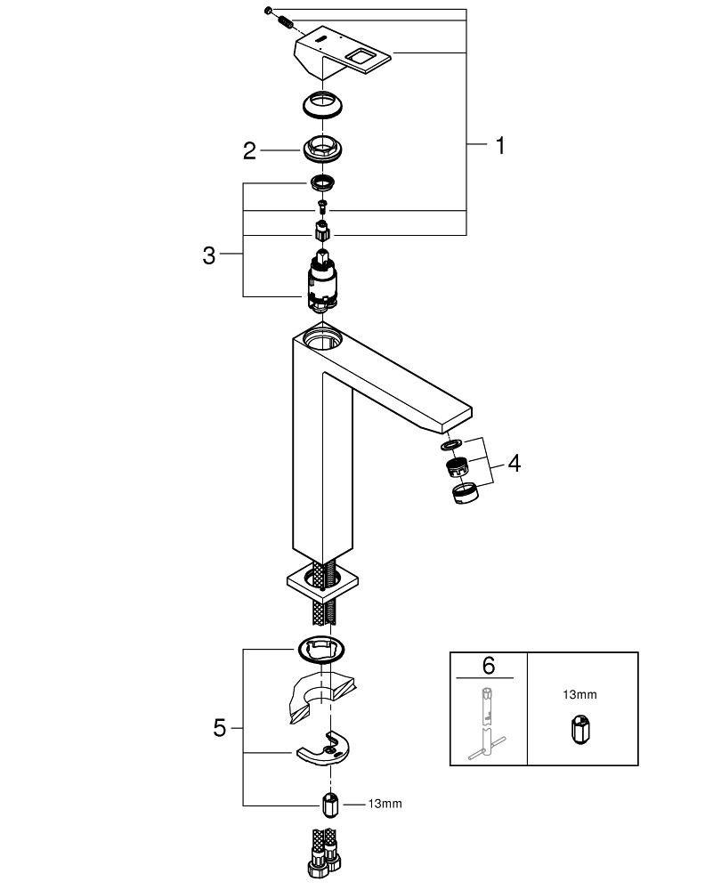 GROHE StarLight Chrome Single Handle Vessel Filler Bathroom Sink Faucet 