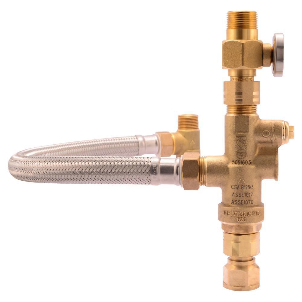 SharkBite® Natural Brass FNPT x MNPT x NPSH Thermostat Mixing Valve 