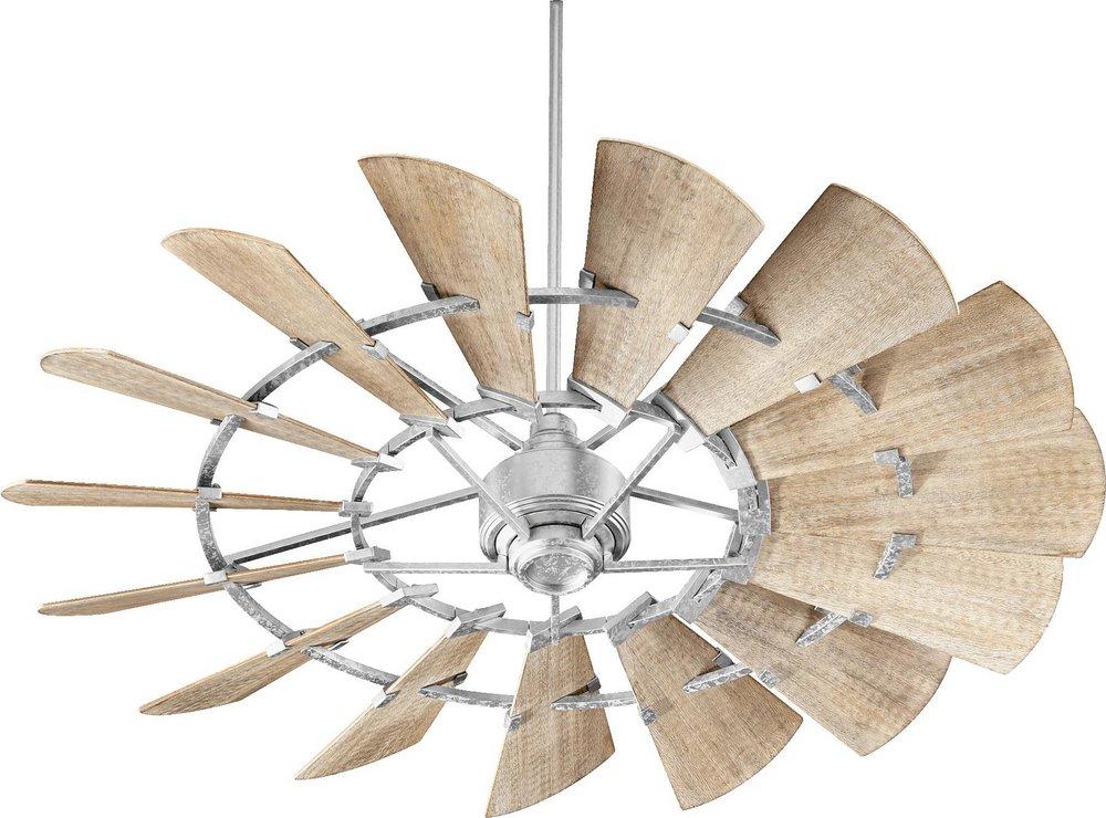 Quorum International Galvanized 29.5W 15-Blade Ceiling Fan with 60 in. Blade Span 