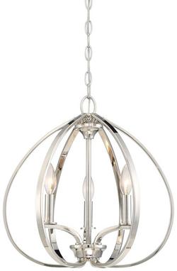 60W 3-Light Incandescent Pendant in Polished Nickel