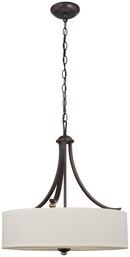 100W 3-Light Pendant in Lathan Bronze with Gold Highlights
