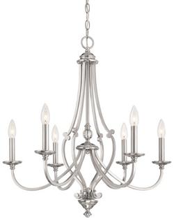 60W 6-Light Chandelier in Brushed Nickel