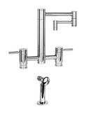 1.75 gpm 2-Hole Bridge Kitchen Sink Faucet 12 in. Spout with Side Spray and Double Lever Handle in Polished Nickel