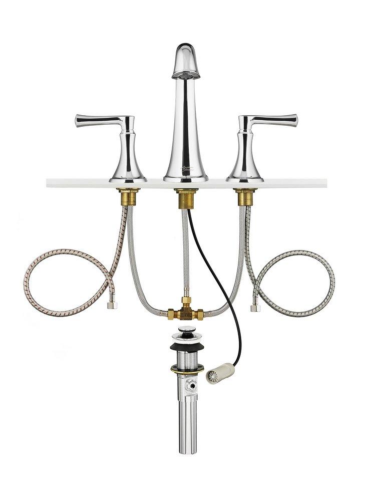 American Standard Polished Chrome Two Handle Widespread Bathroom Sink Faucet with Metal Pop-Up Drain 