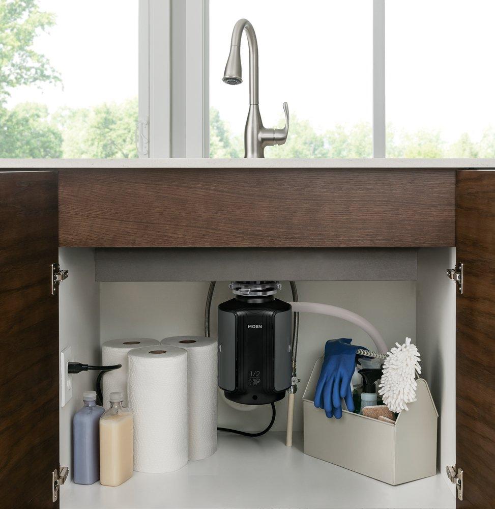 Moen Black Continuous Feed Garbage Disposal with Pre-Installed Power Cord and SoundSHIELD Technology 
