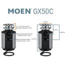 Moen Black Continuous Feed Garbage Disposal with Pre-Installed Power Cord and SoundSHIELD Technology 