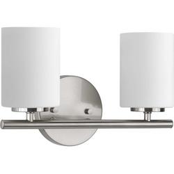 100W 2-Light Medium E-26 Base Incandescent Bath Light in Brushed Nickel