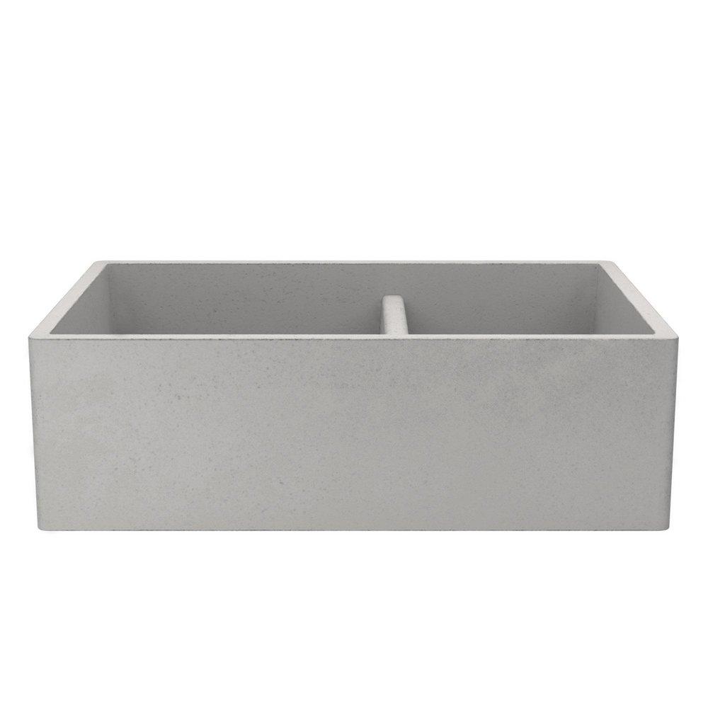 Native Trails Ash 33 x 21 in. Concrete Double Bowl Farmhouse Kitchen Sink 