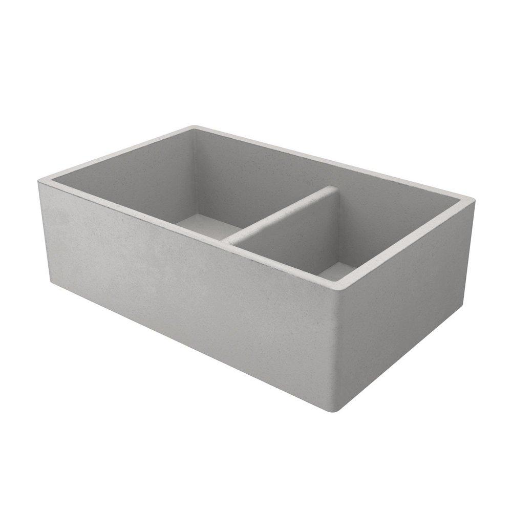 Native Trails Ash 33 x 21 in. Concrete Double Bowl Farmhouse Kitchen Sink 