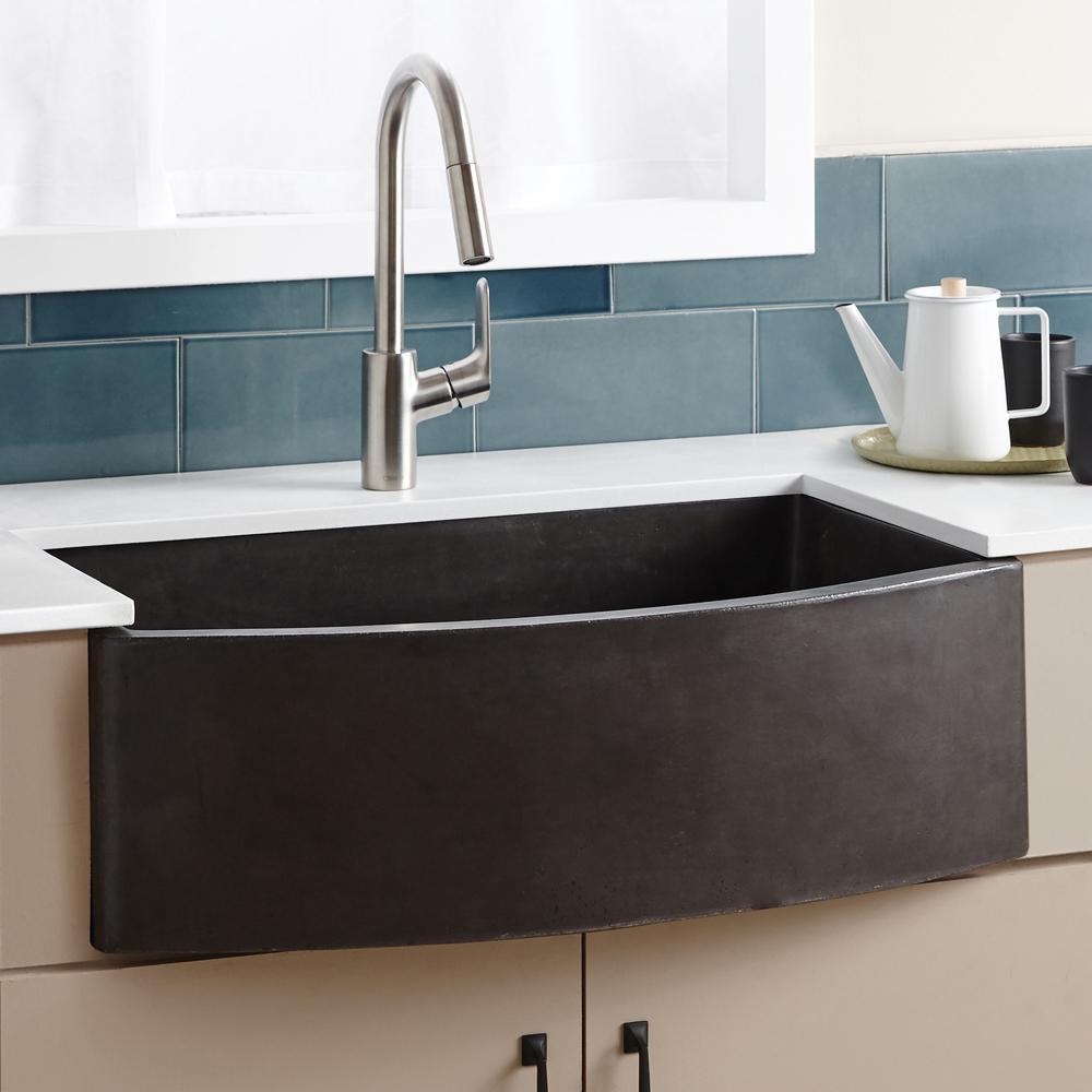 Native Trails Slate 33 x 20-1/2 in. Concrete Single Bowl Farmhouse Kitchen Sink 