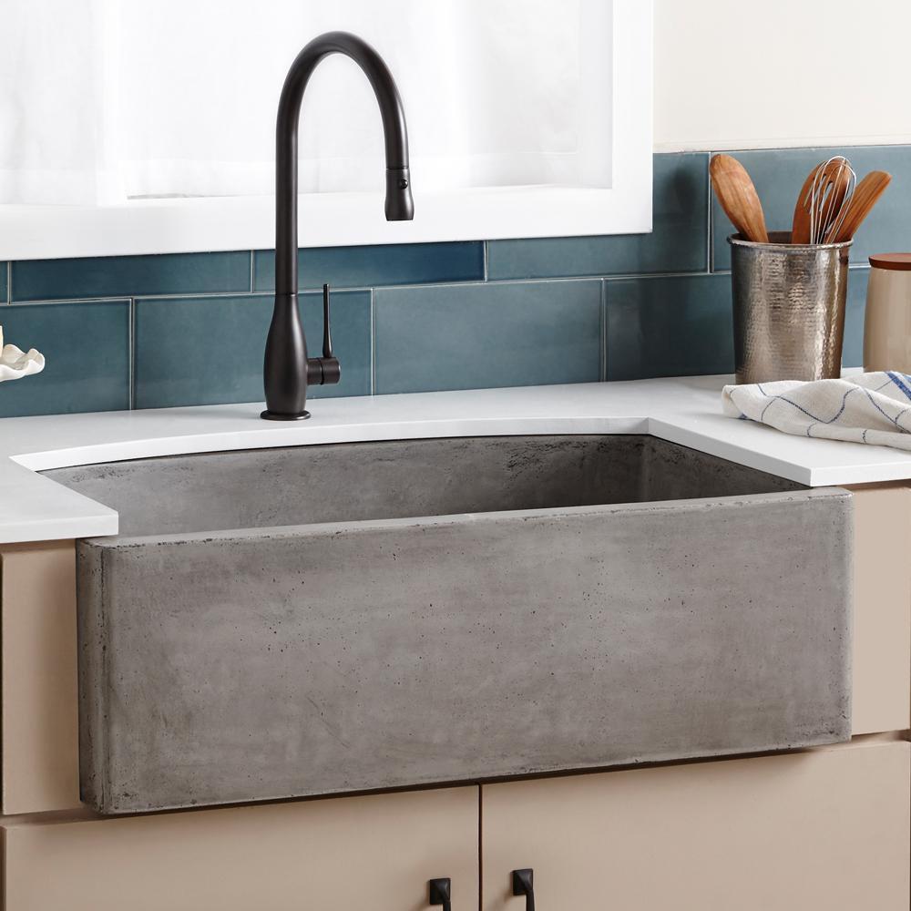 Native Trails Ash 33 x 20-1/2 in. Concrete Single Bowl Farmhouse Kitchen Sink 