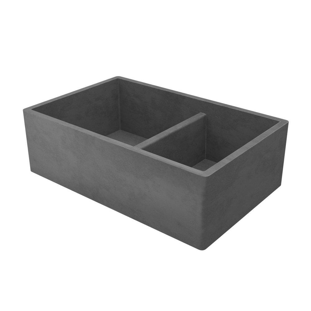 Native Trails Slate 33 x 21 in. Concrete Double Bowl Farmhouse Kitchen Sink 