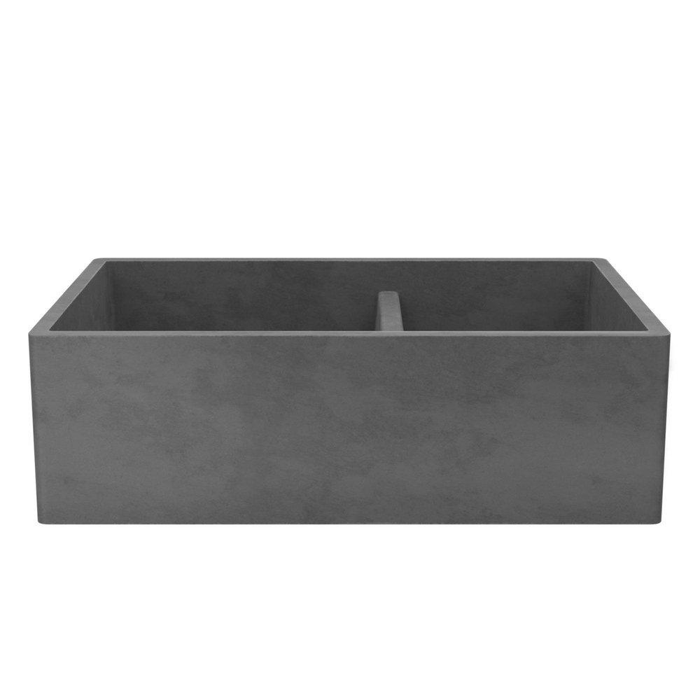 Native Trails Slate 33 x 21 in. Concrete Double Bowl Farmhouse Kitchen Sink 
