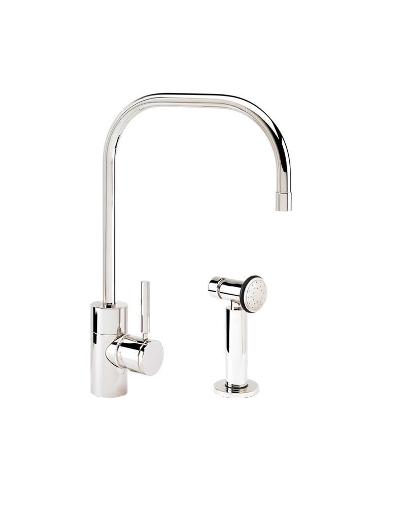 Waterstone Polished Nickel 1.75 gpm 2-Hole Kitchen Sink Faucet Spout with Side Spray and Single Lever Handle 