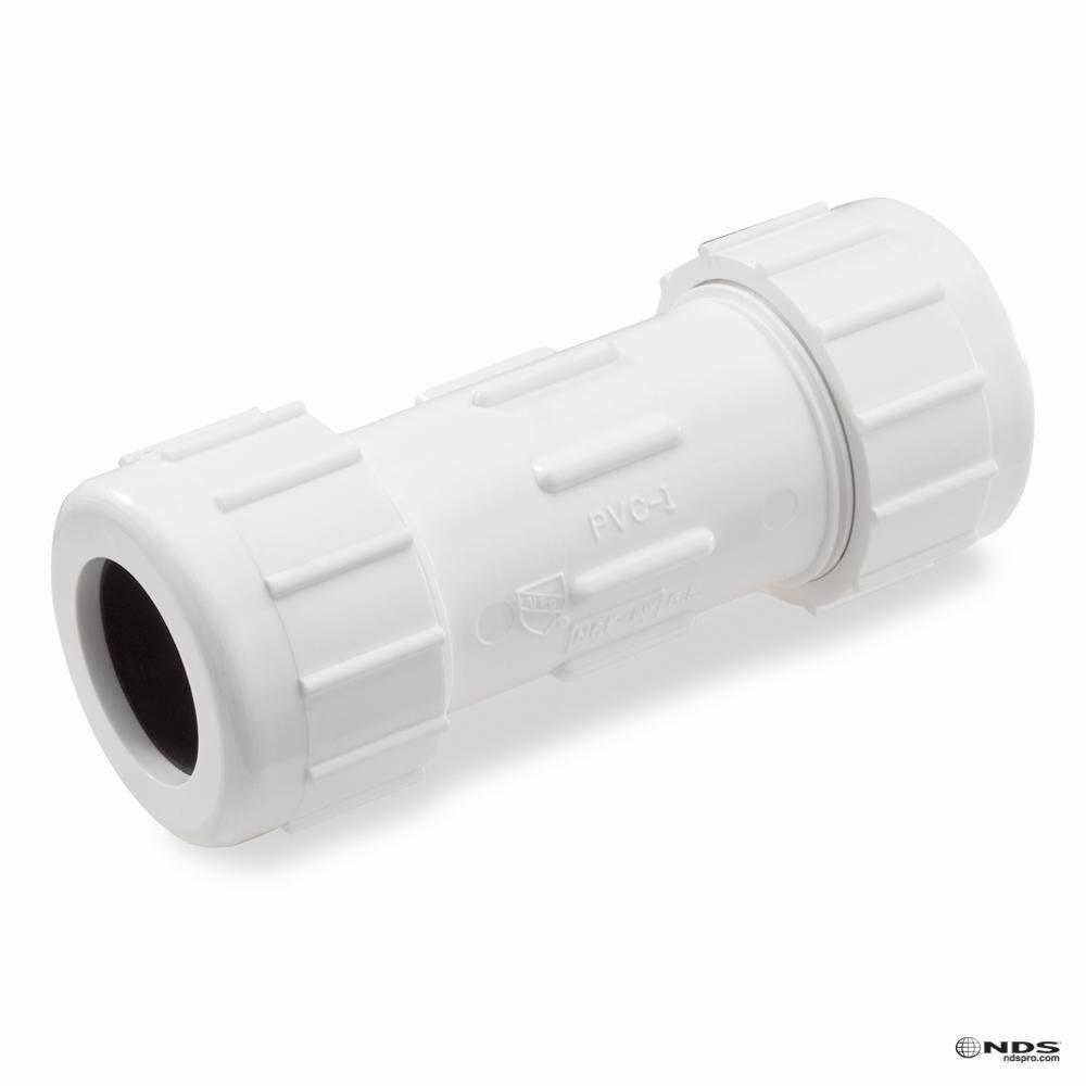 NDS White Straight Santoprene and PVC Compression Coupling 