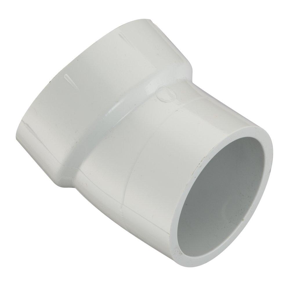 White Hub x Spigot Straight, DWV and Street PVC 22-1/2 Degree Elbow with 1/16 Degree Bend 