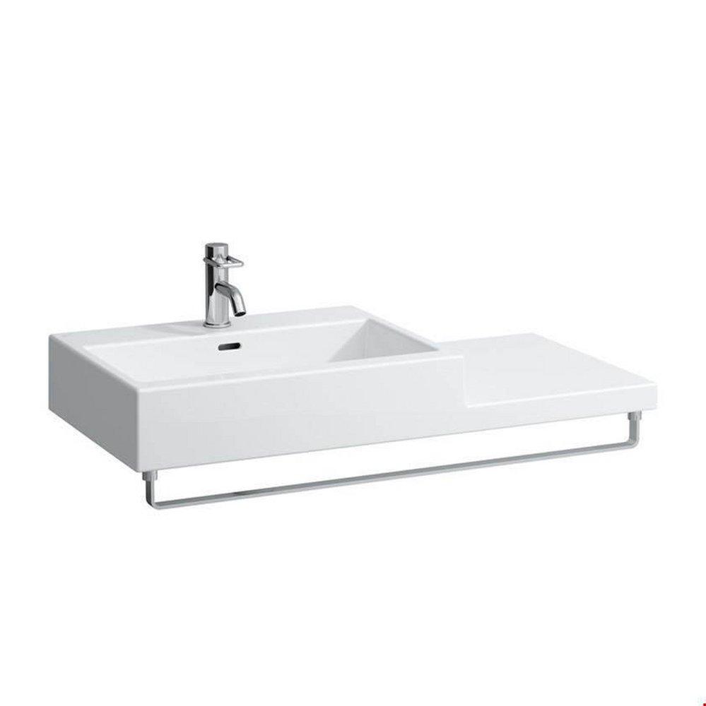 Laufen White 15-37/50 x 13-9/50 in. 1-Hole Vitreous China Wall Mount Built-In Wash Basin Grinded with Right Hand Shelf 
